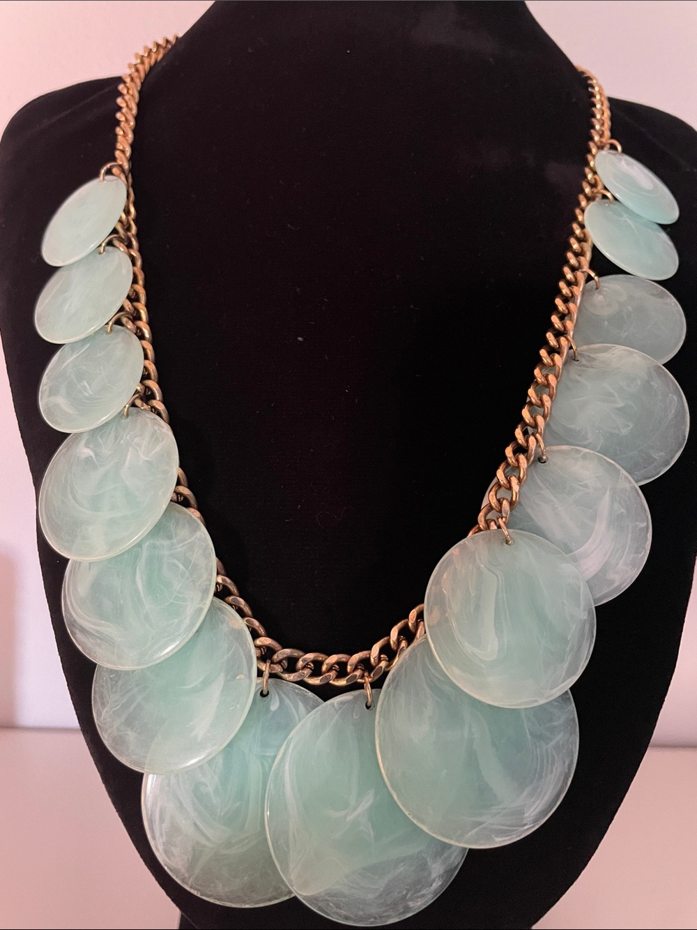 Mint Green Statement Disc Necklace - Women Jewelry